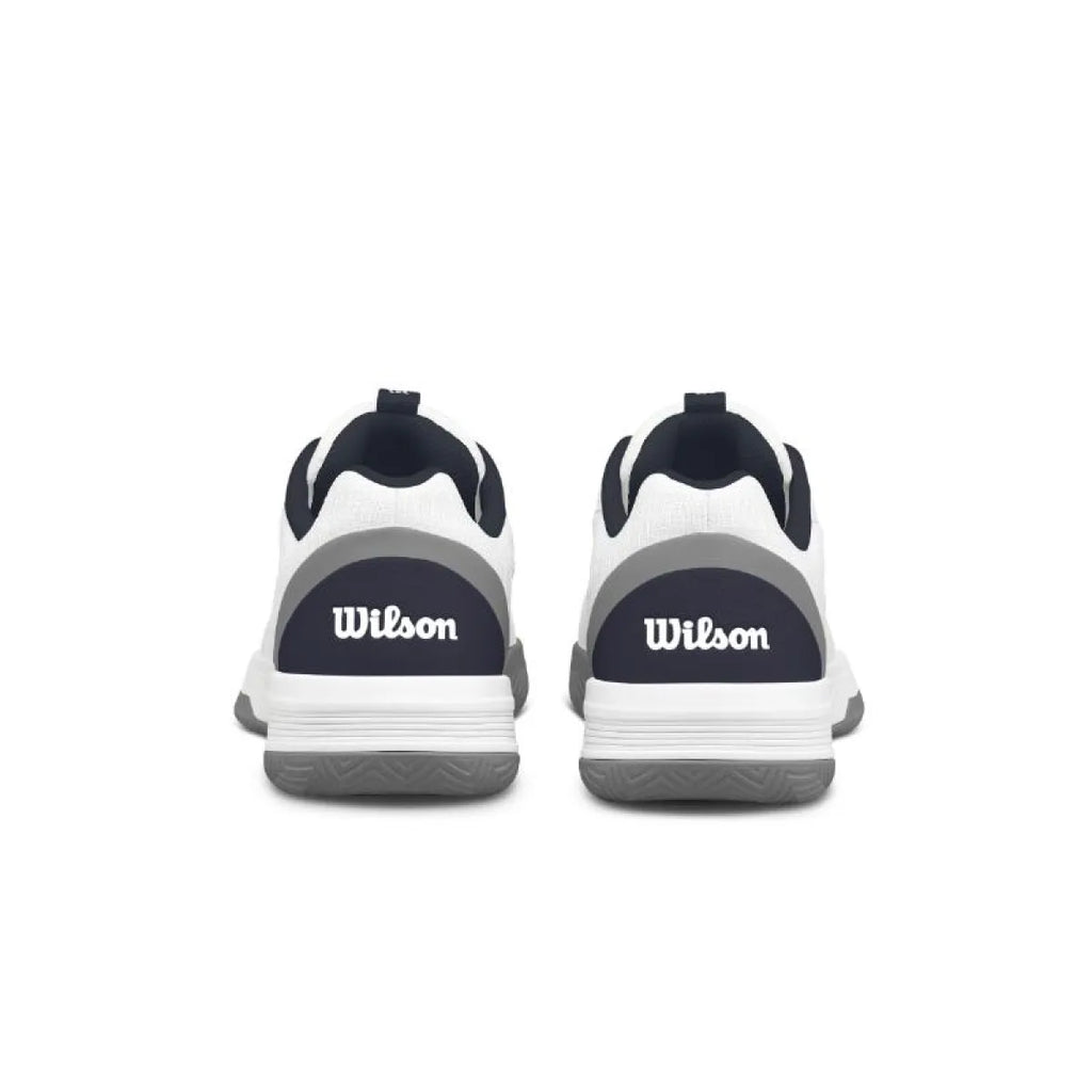 Chaussures padel Wilson Courtglide blanc bleu Marino gris — vue en perspective