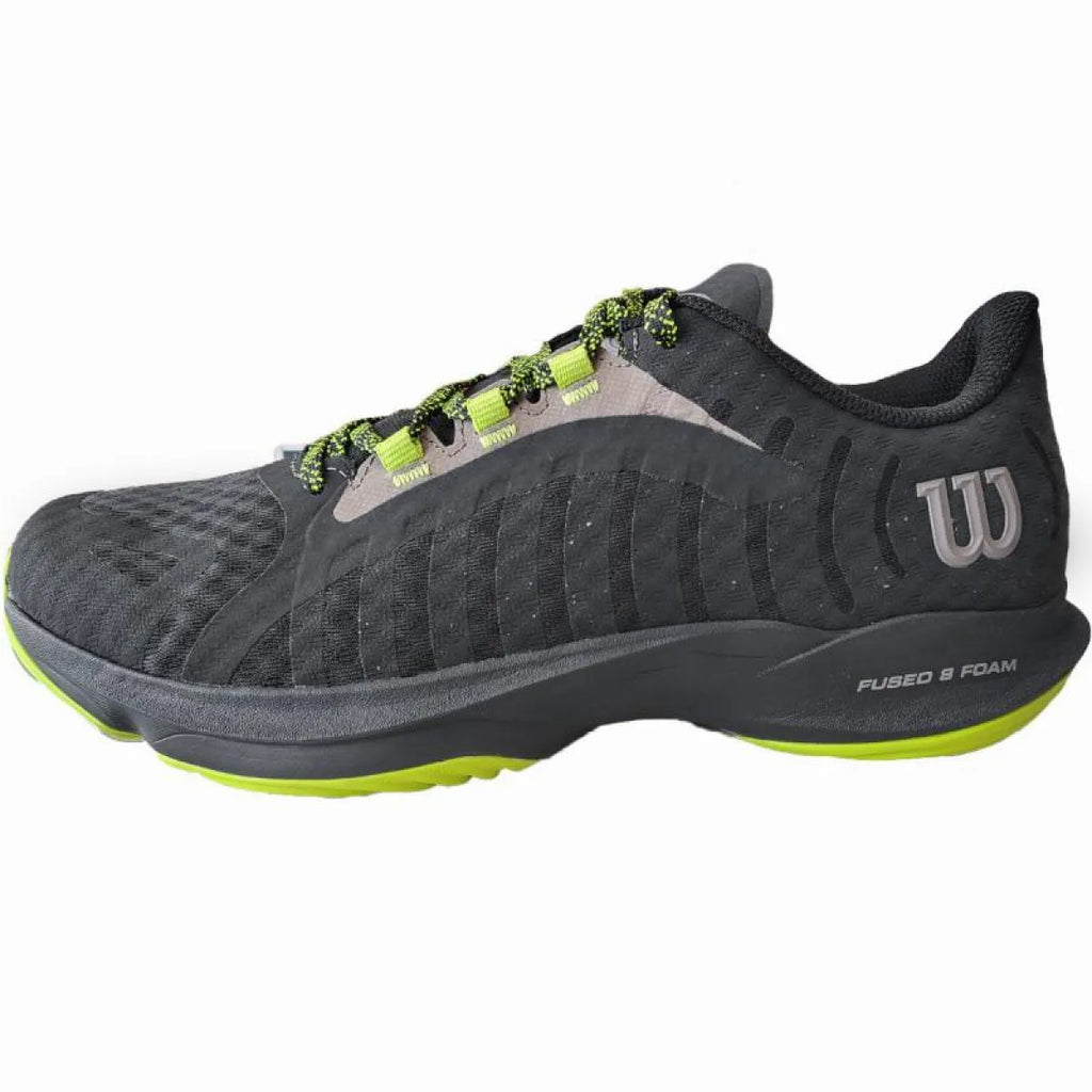 Chaussures padel Wilson Hurakn Pro noir vert lime — vue de profil 2