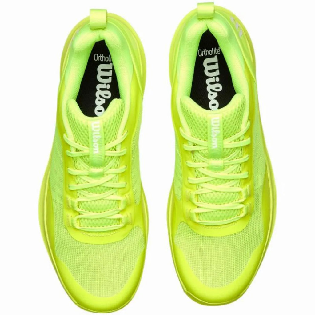Chaussures padel Wilson Hurakn Pro V2 jaune Fluor blanc — vue en perspective