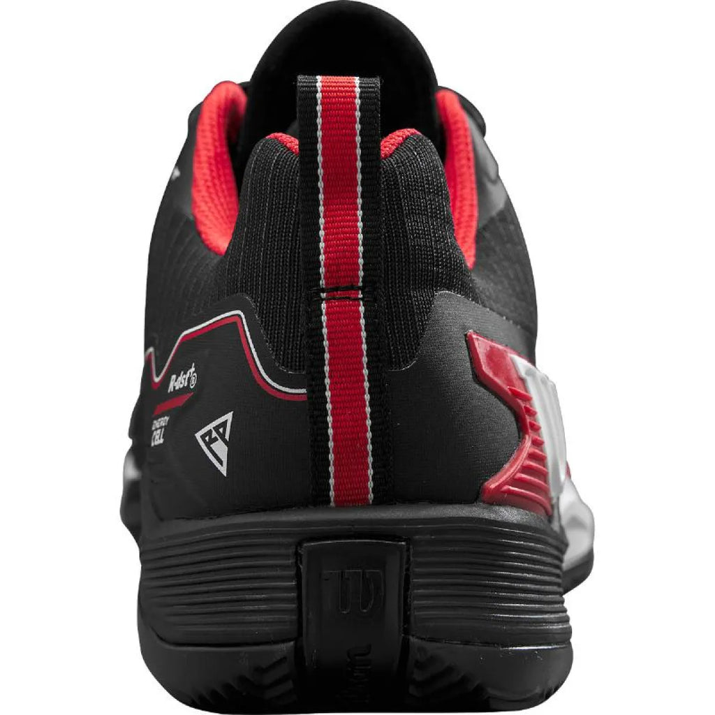 Chaussures padel Wilson Rush Pro 4.5 Clay noir rouge blanc — vue en perspective