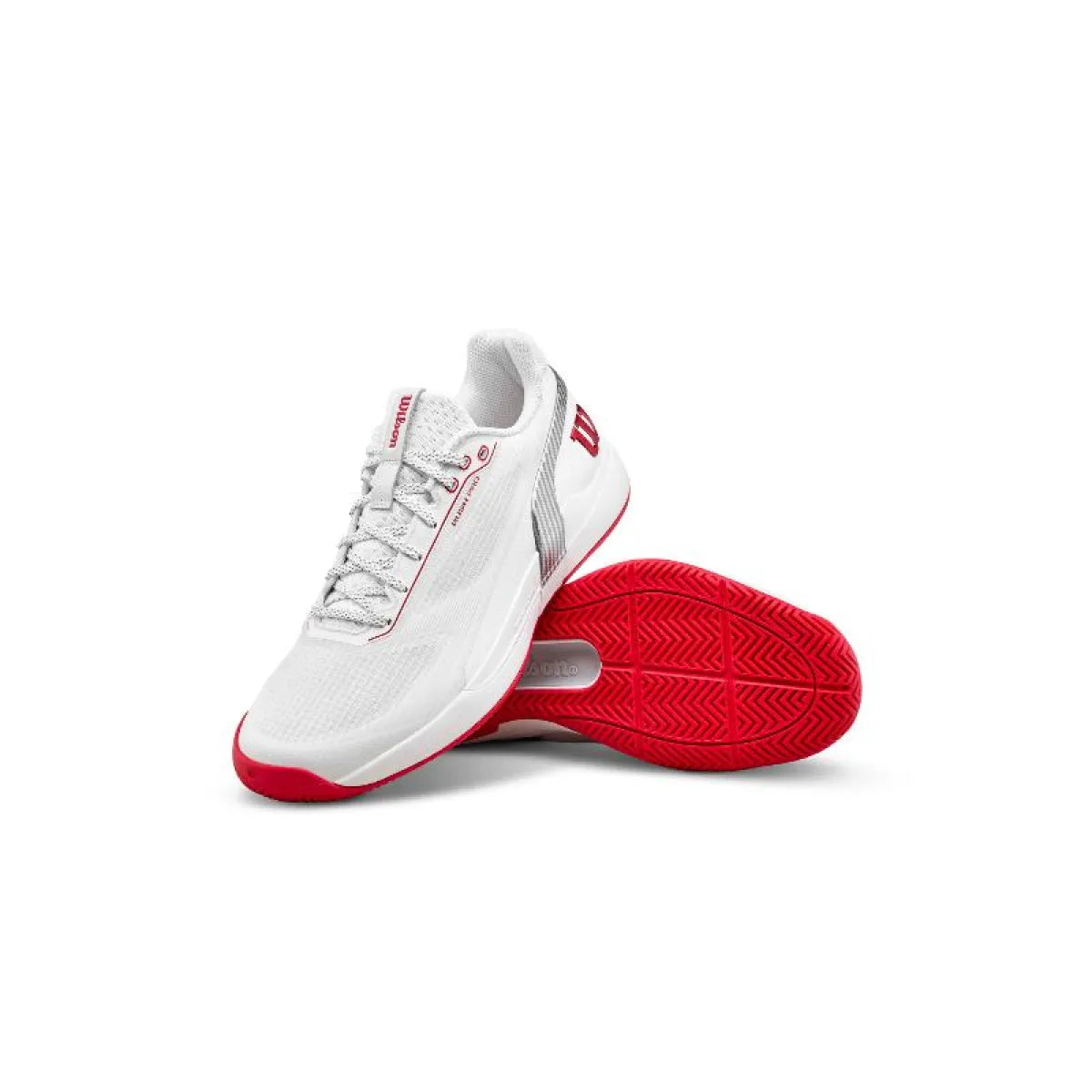 Chaussures padel Wilson Rush Pro 5 CTC blanc rouge — vue en perspective