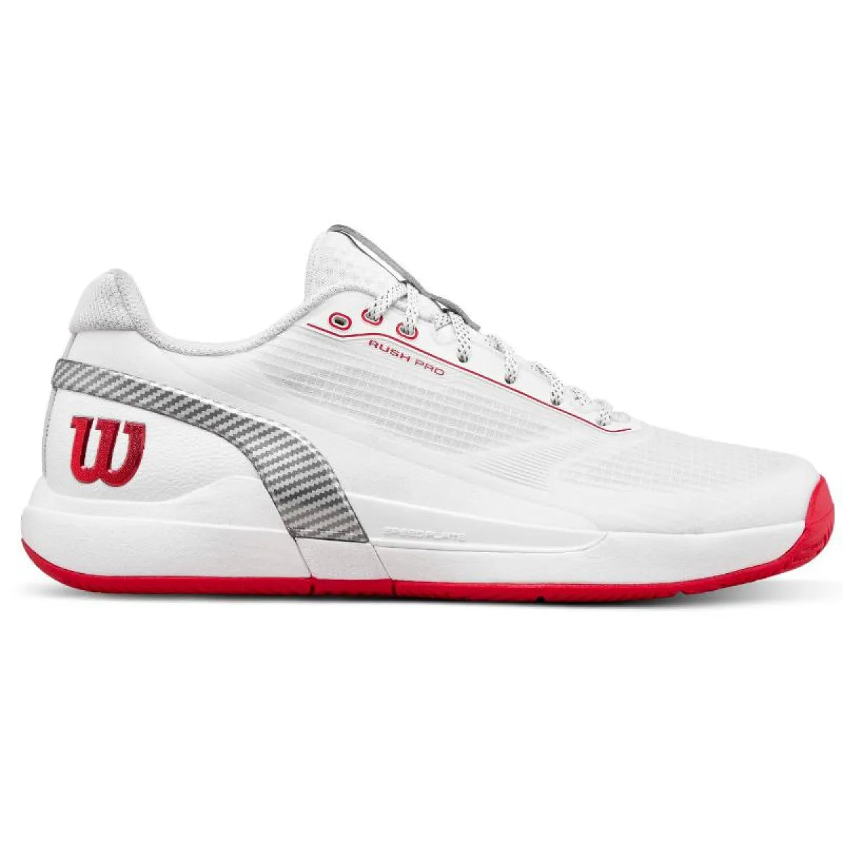 Chaussures padel Wilson Rush Pro 5 CTC blanc rouge — vue de face