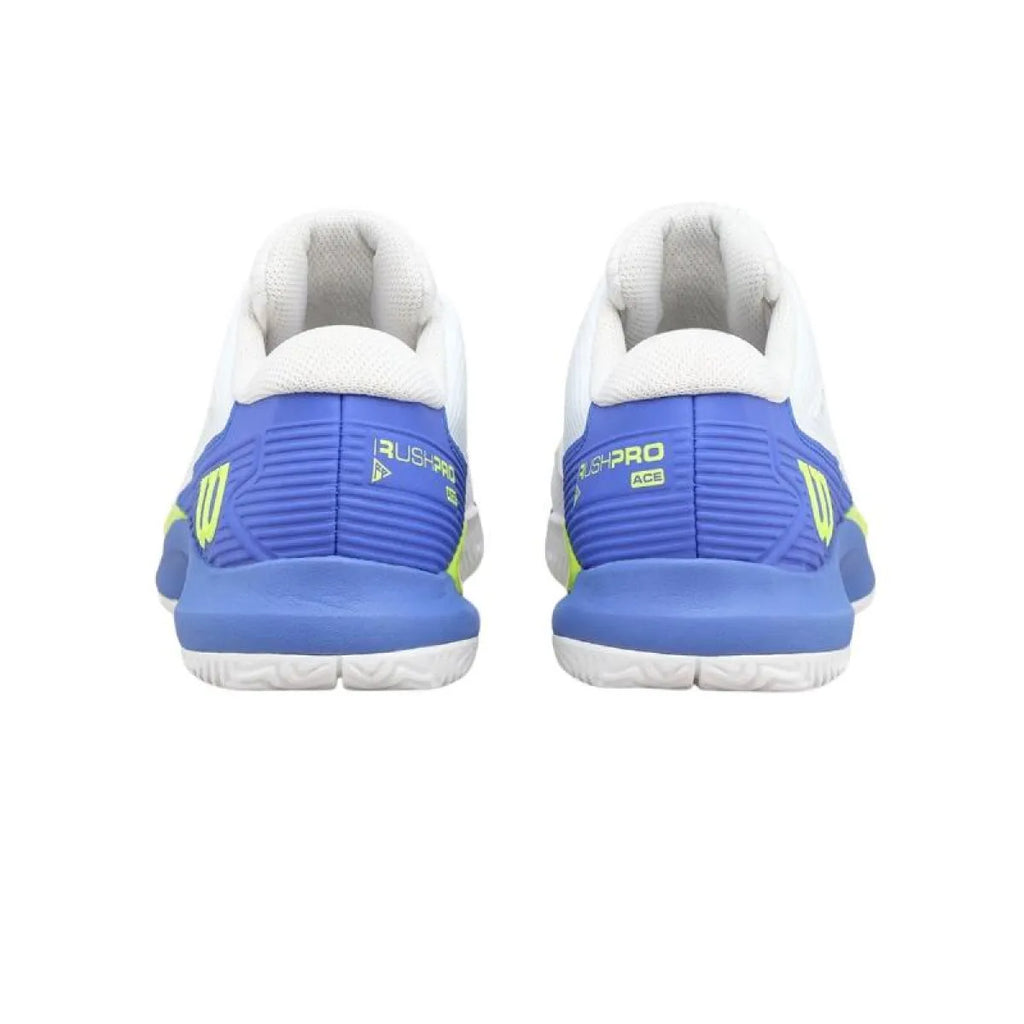 Chaussures padel Wilson Rush Pro Ace blanc bleu Amparo — vue en perspective