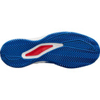 Chaussures padel Wilson Rush Pro Ace Clay bleu blanc rouge — vue de profil