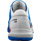 Chaussures padel Wilson Rush Pro Ace Clay bleu blanc rouge — vue en perspective