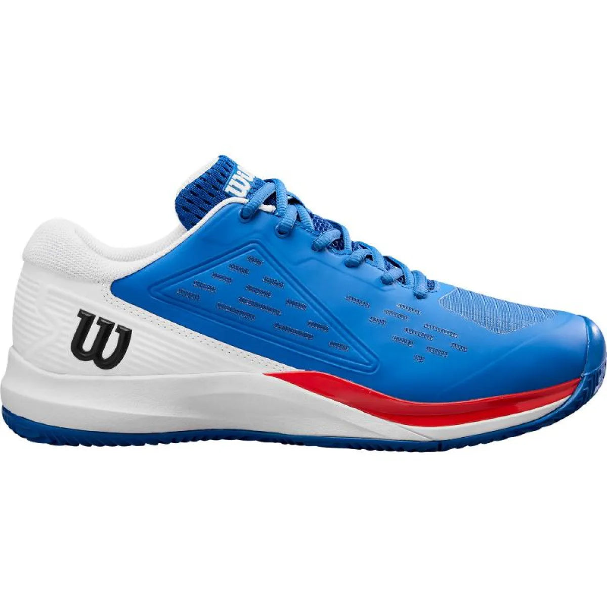 Chaussures padel Wilson Rush Pro Ace Clay bleu blanc rouge — vue de face