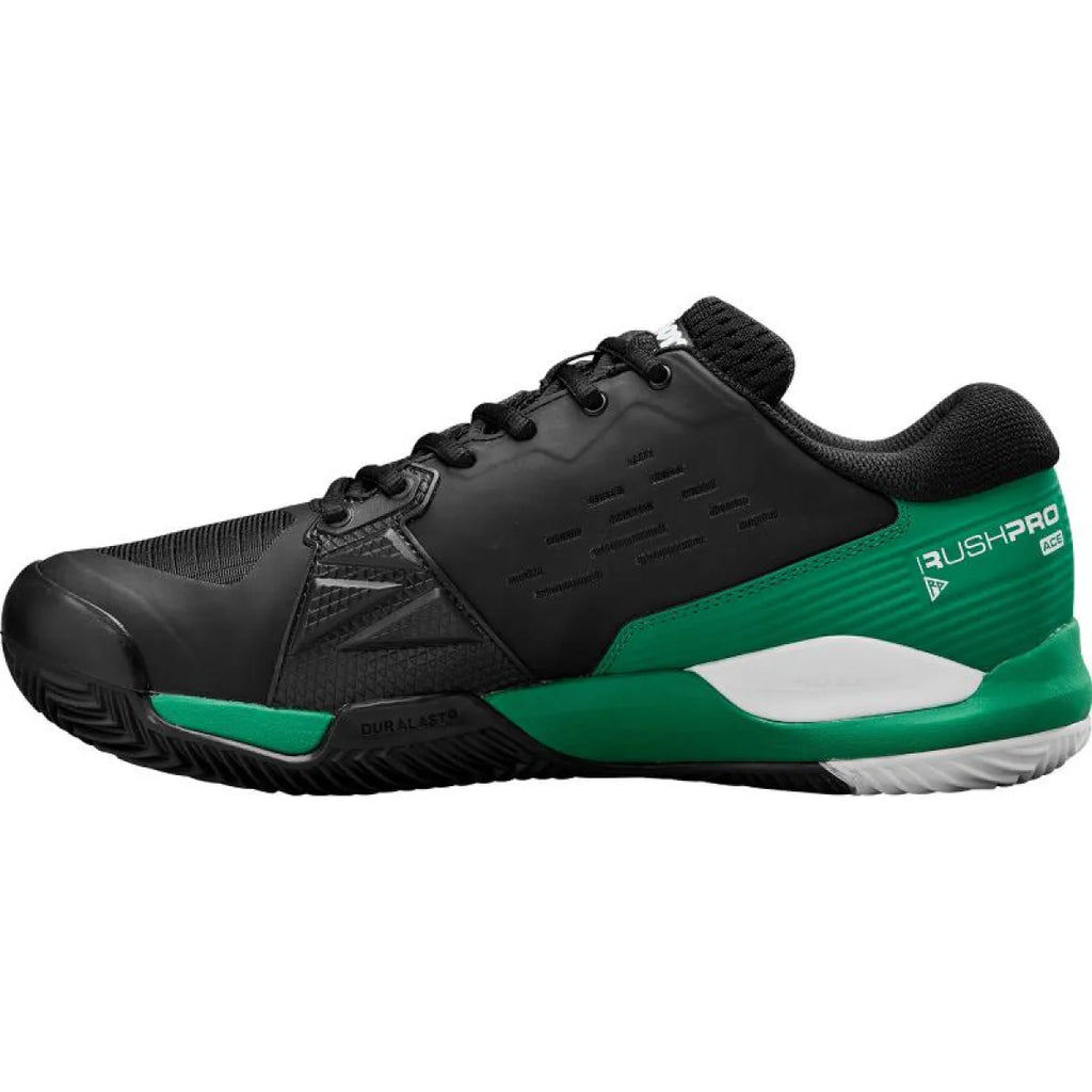 Chaussures padel Wilson Rush Pro Ace Clay noir vert blanc — vue de profil 2