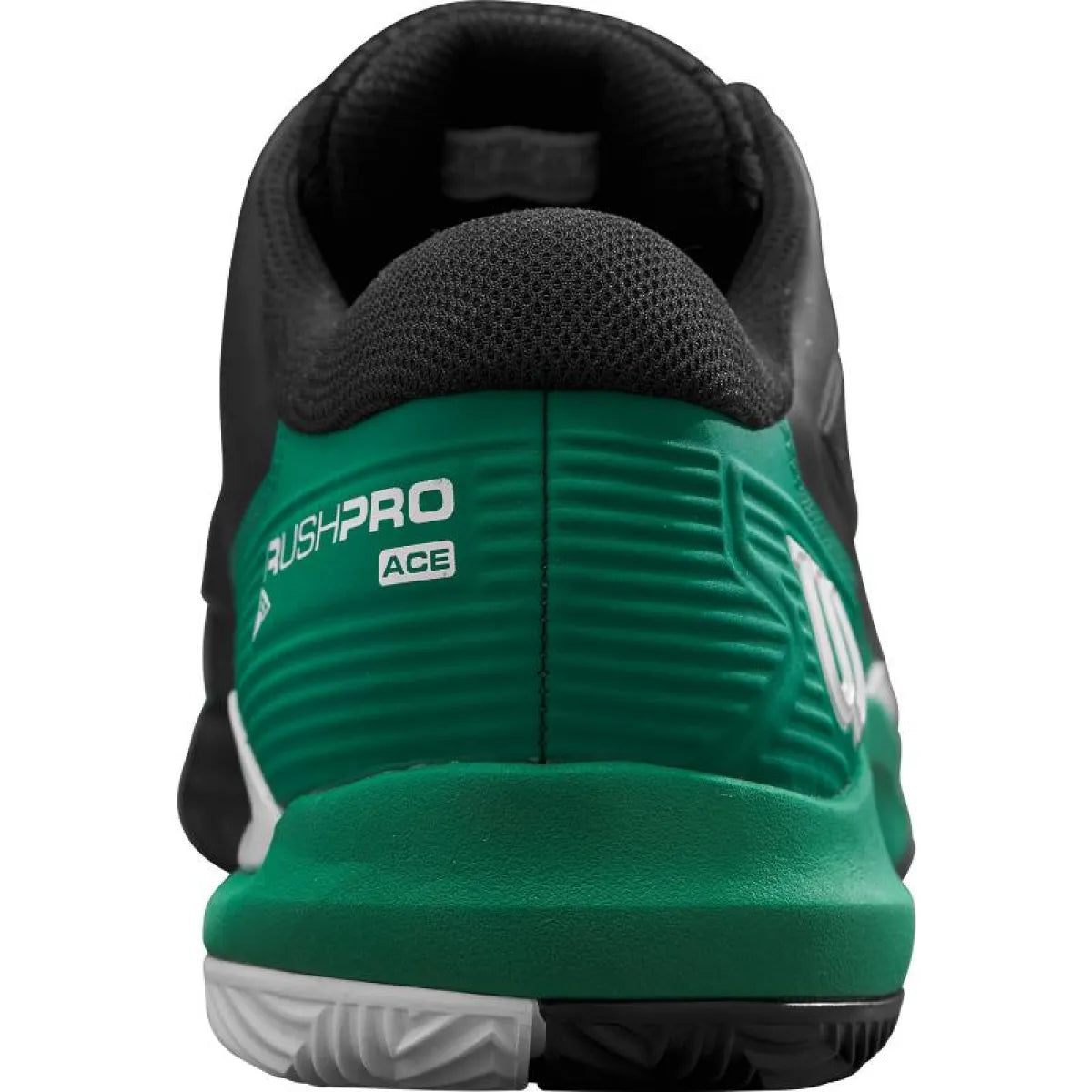 Chaussures padel Wilson Rush Pro Ace Clay noir vert blanc — vue en perspective