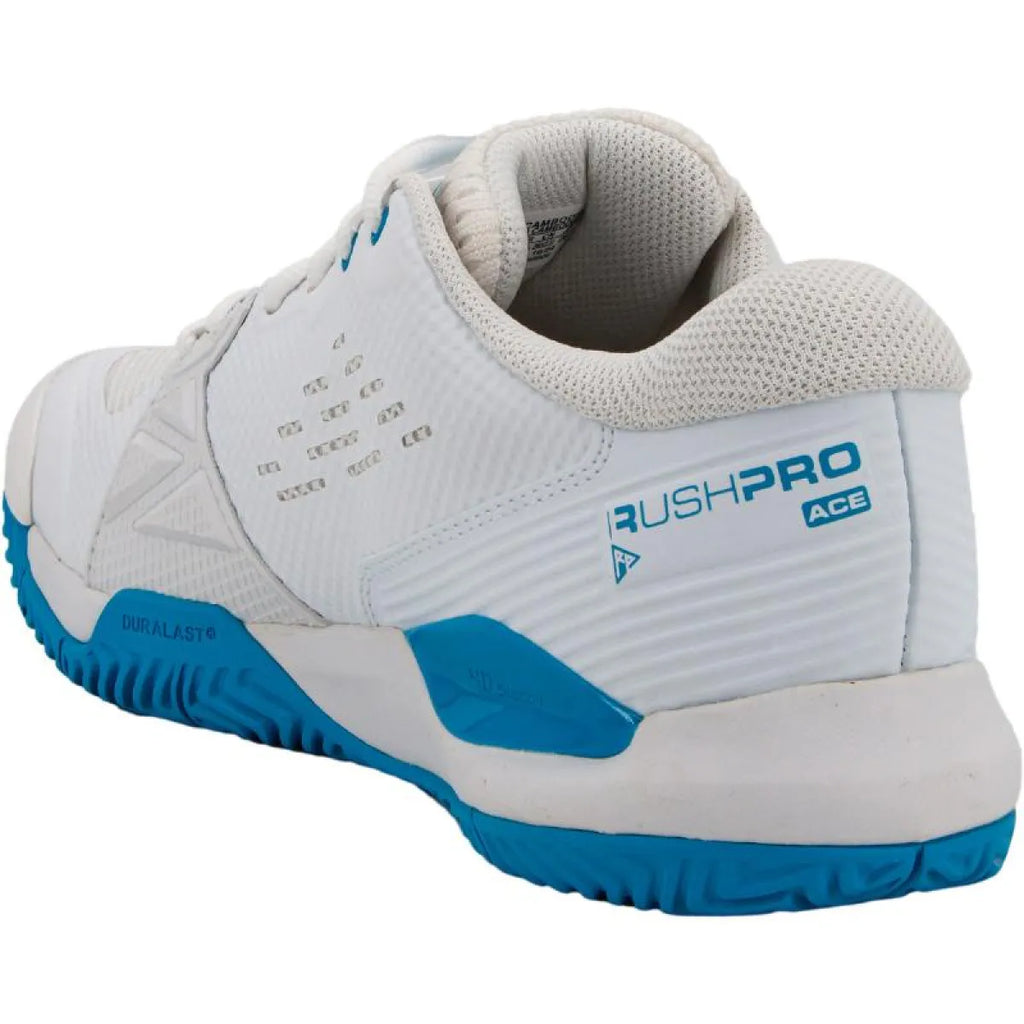 Chaussures padel Wilson Rush Pro Ace OZ blanc bleu — vue en perspective