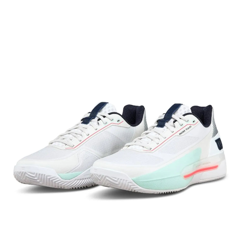 Chaussures padel Wilson Rush Tour 5 Clay blanc Aqua corail — vue de dos