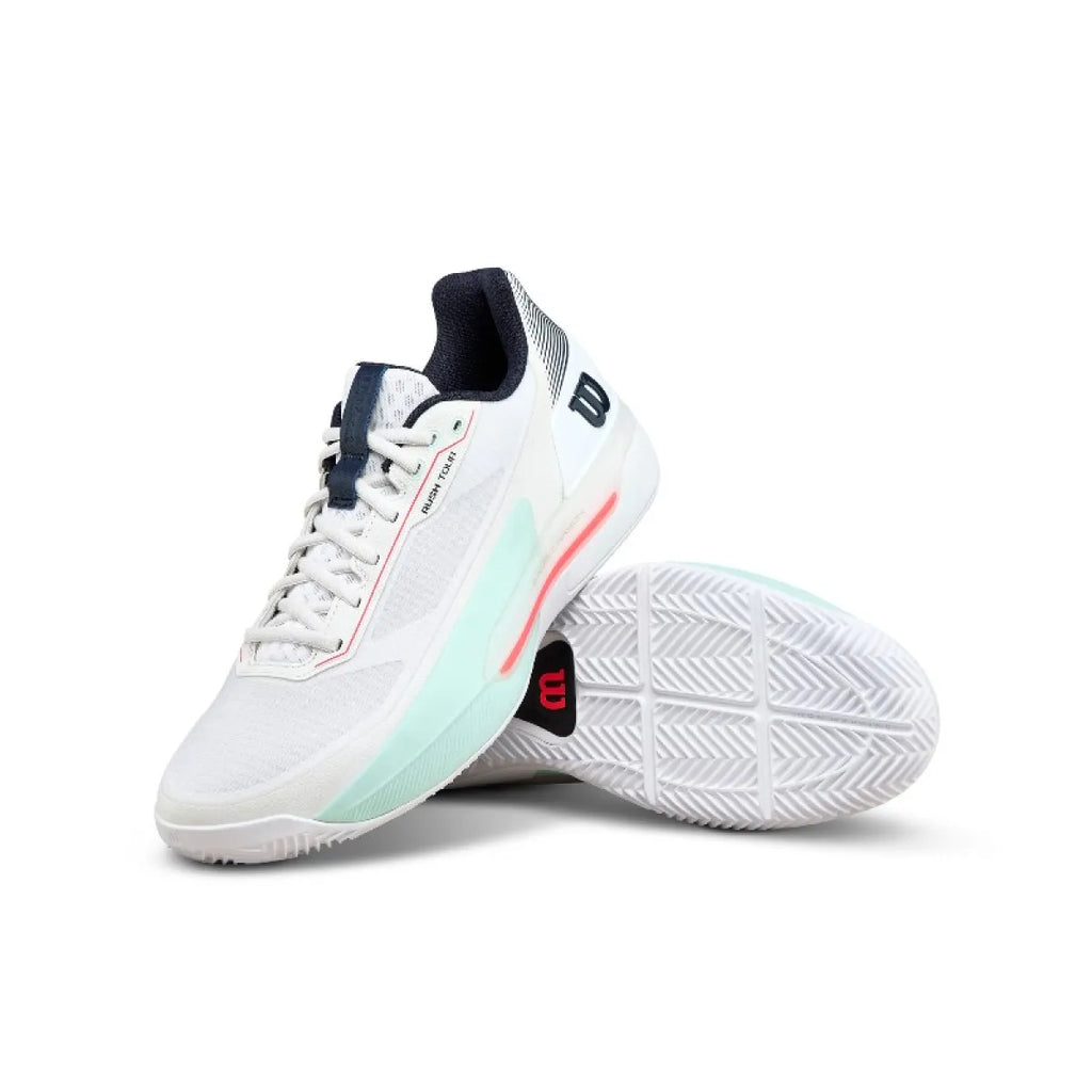 Chaussures padel Wilson Rush Tour 5 Clay blanc Aqua corail — vue de dessus