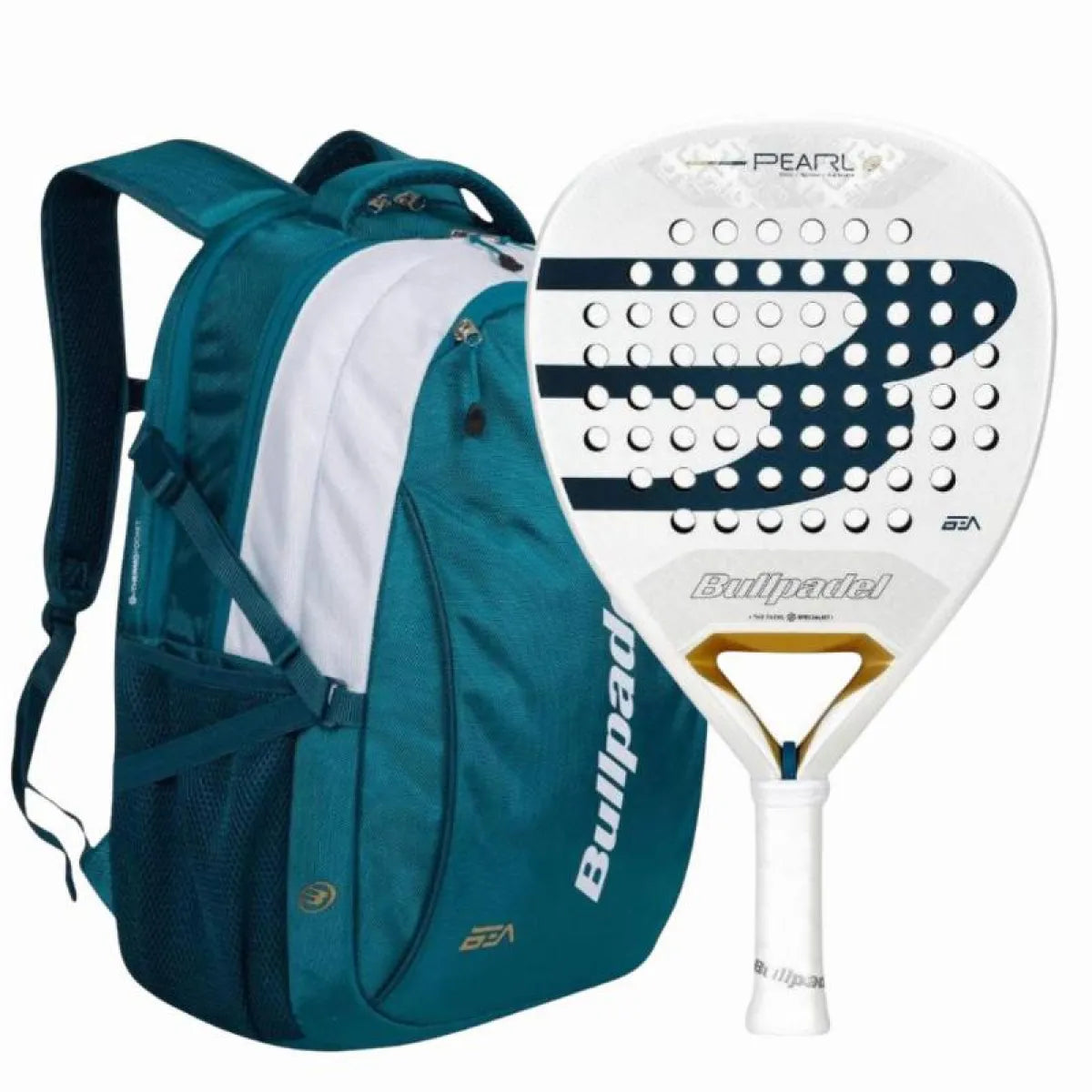 Pack raquette padel Bullpadel Bea Gonzalez Pearl 2026 avec sac à dos — vue de face