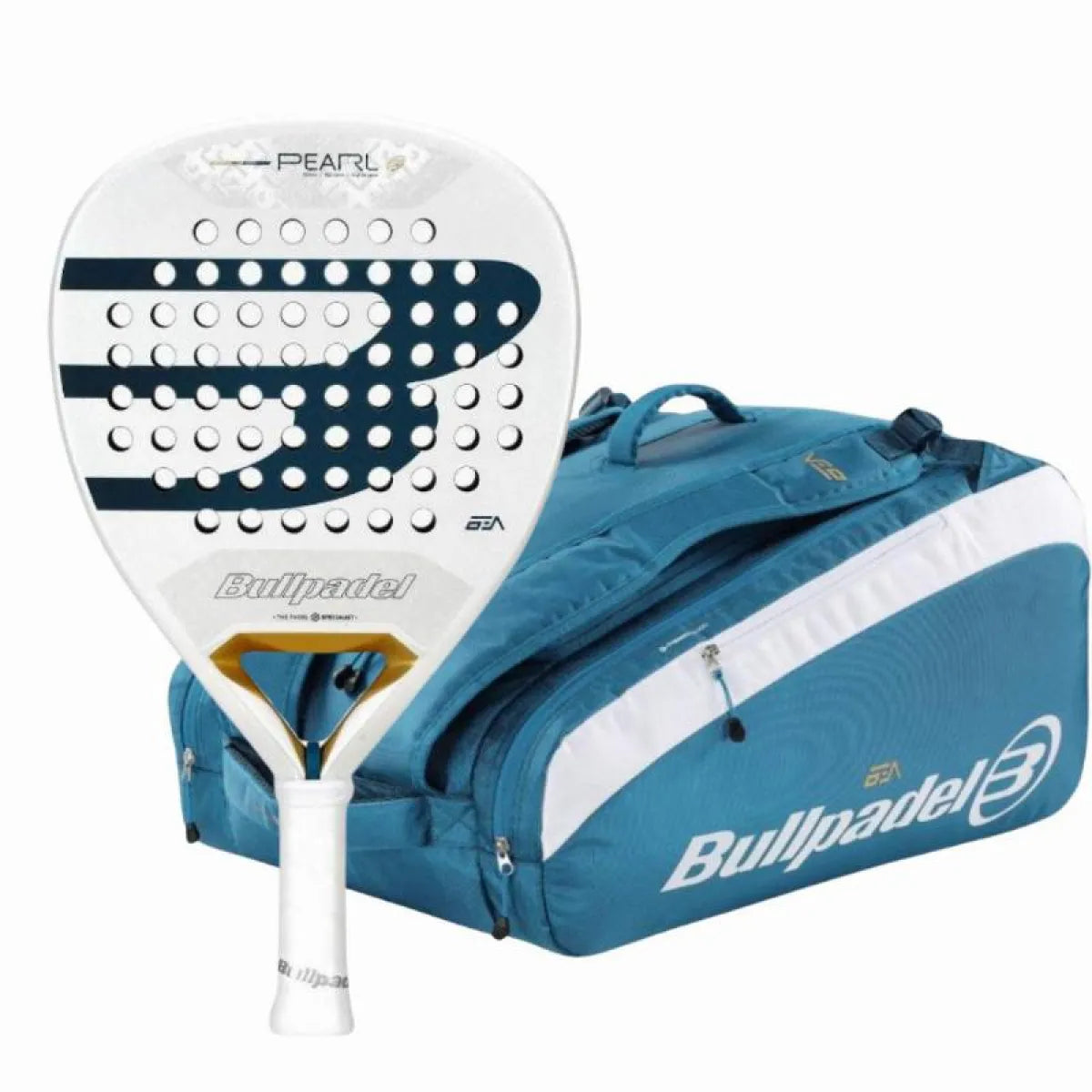 Pack raquette padel Bullpadel Bea Gonzalez Pearl 2026 avec sac de padel — vue de face