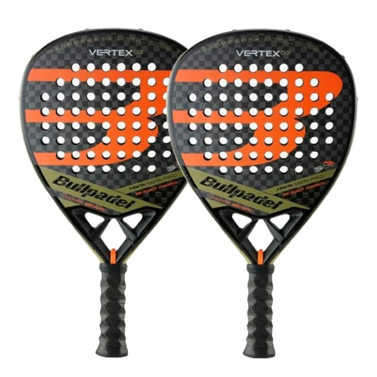 Pack raquette padel Bullpadel Tello Chingotto Vertex 03 X2 — vue de face