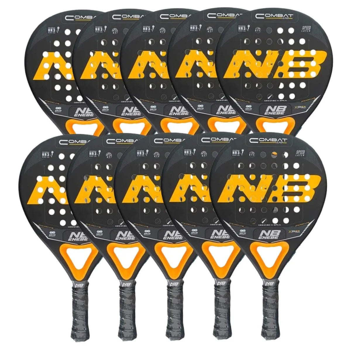 Pack raquette padel Enebe Combat orange x10 — vue de face