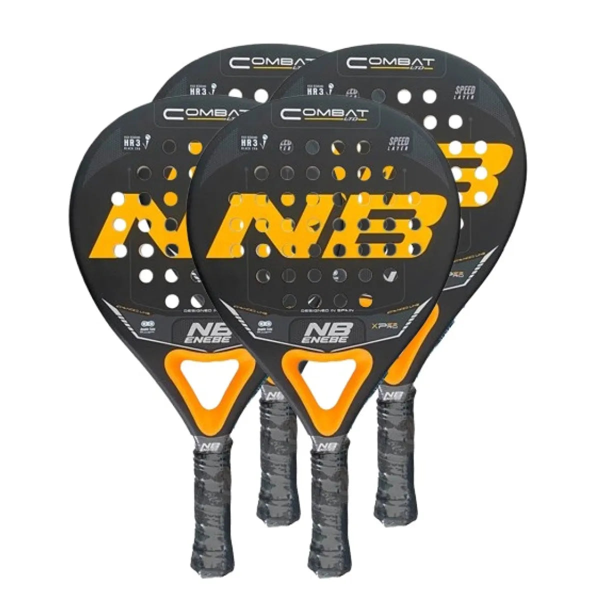 Pack raquette padel Enebe Combat orange x4 — vue de face