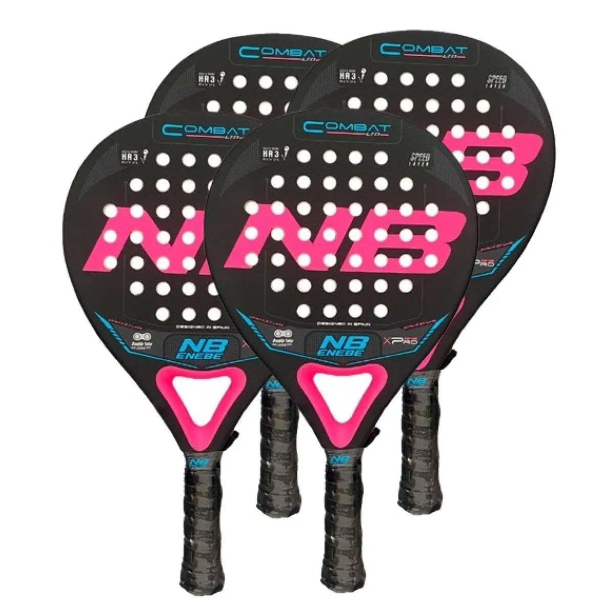 Pack raquette padel Enebe Combat rose x4 — vue de face