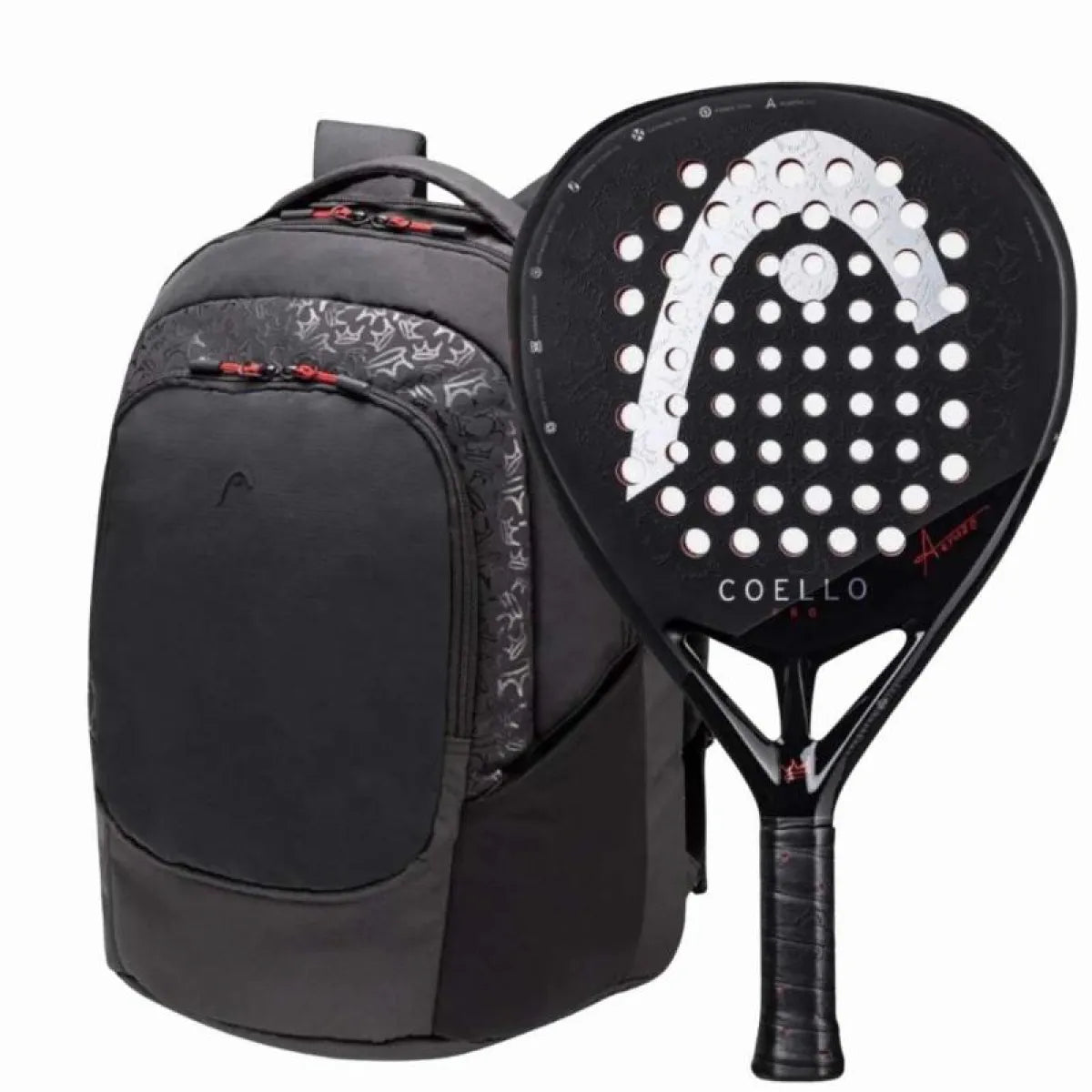 Pack raquette padel Head Coello Pro 2025 avec sac à dos — vue de face