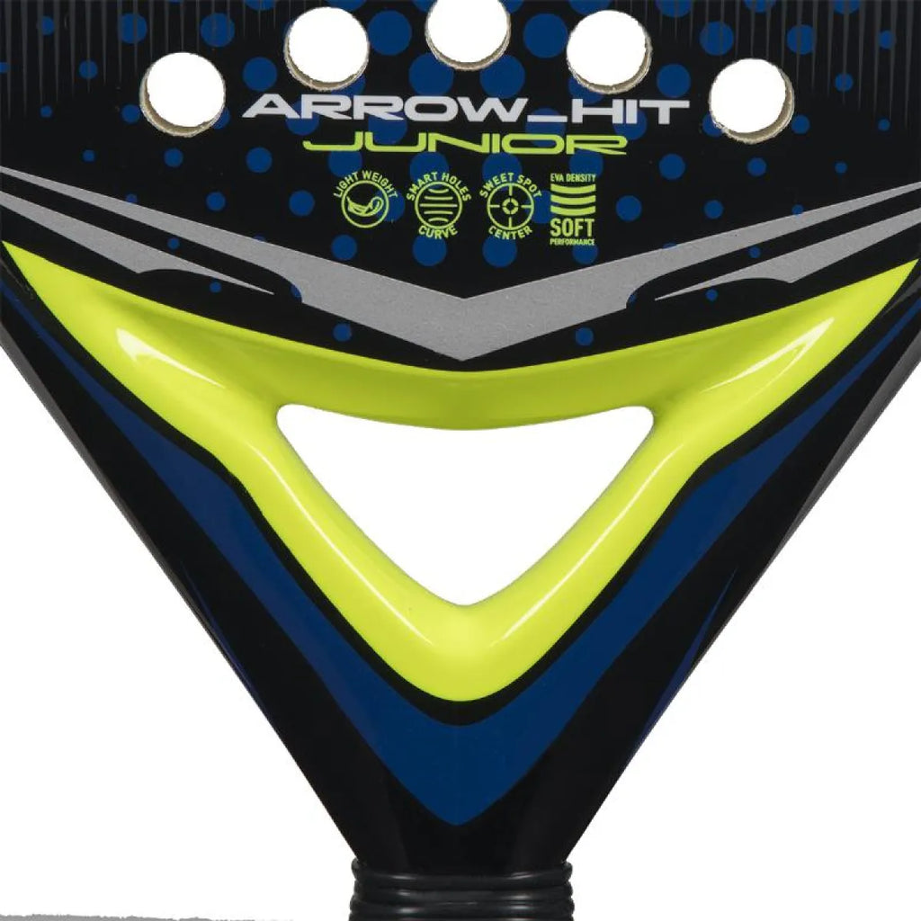 Raquette padel Adidas Arrow Hit blanc bleu Junior 2026 — vue en perspective