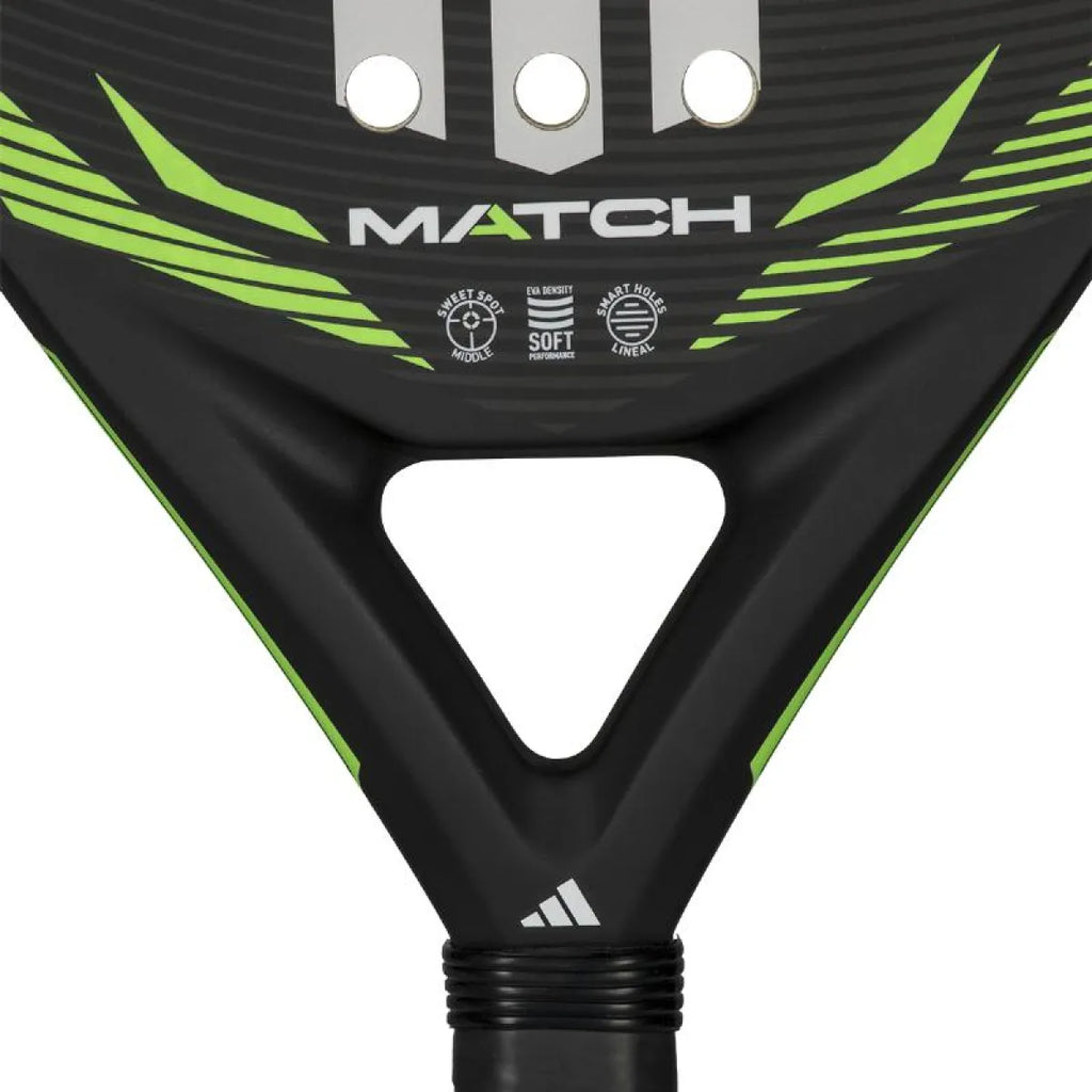 Raquette padel Adidas Match noir vert 3.5 2026 — vue en perspective