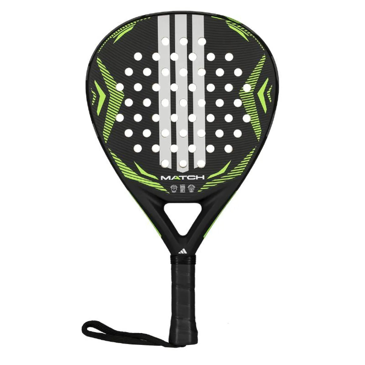 Raquette padel Adidas Match noir vert 3.5 2026 — vue de face