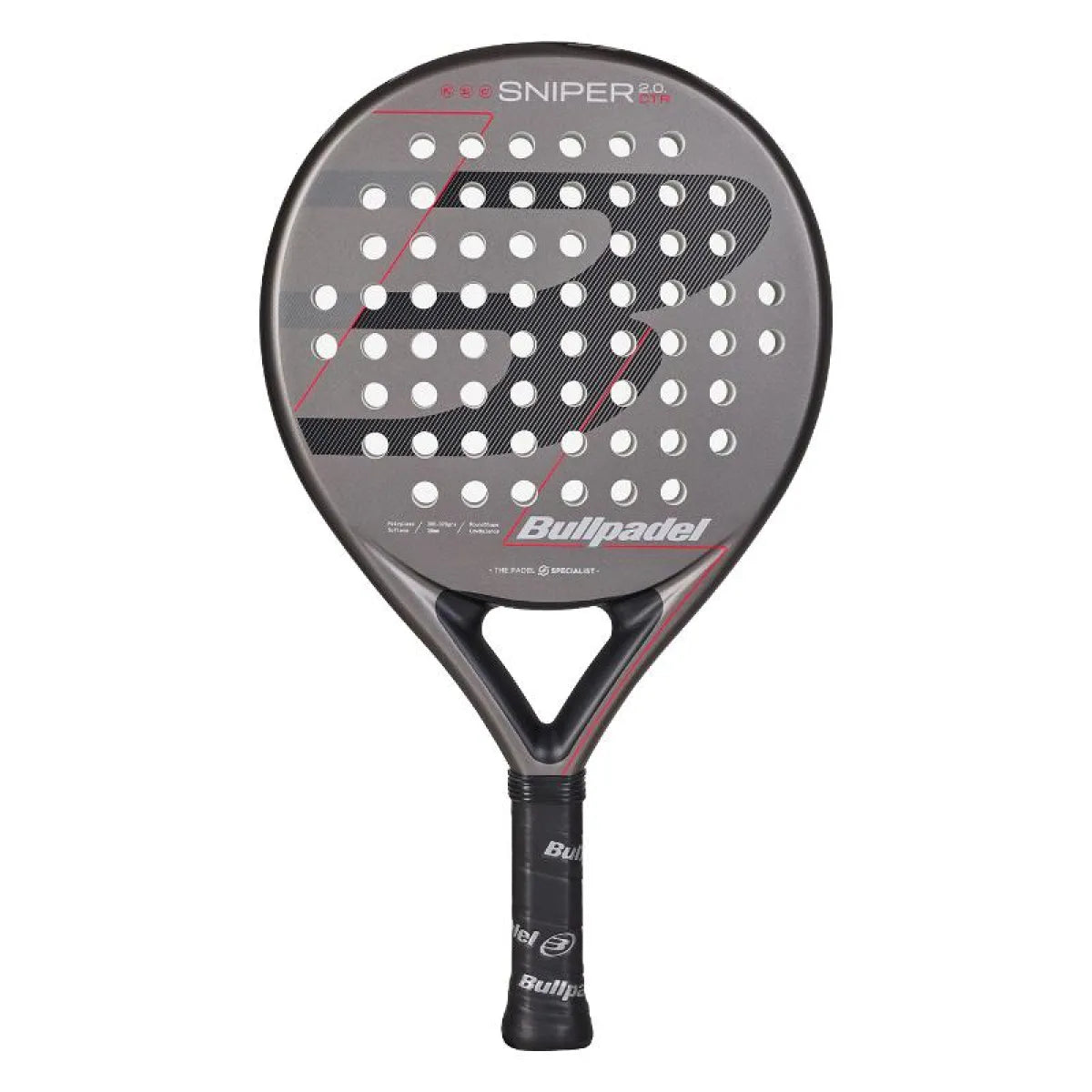 Raquette padel Bullpadel Sniper 2.0 Control gris Oscuro 2026 — vue de face