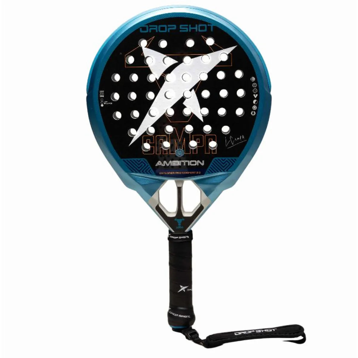 Raquette padel Drop Shot Lucas Campagnolo Explorer Pro Confort 2.0 2026 — vue de face