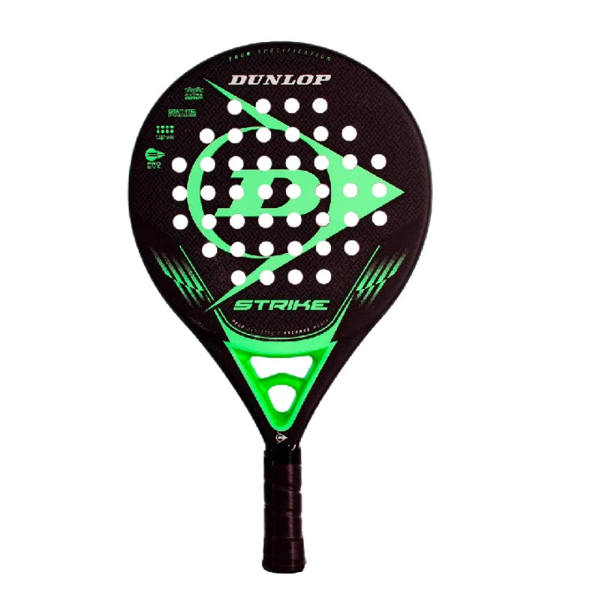 Raquette padel Dunlop Strike vert noir — vue de face