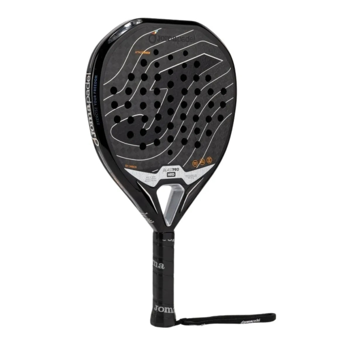 Raquette padel Joma Blast Pro HRD noir gris — vue de profil
