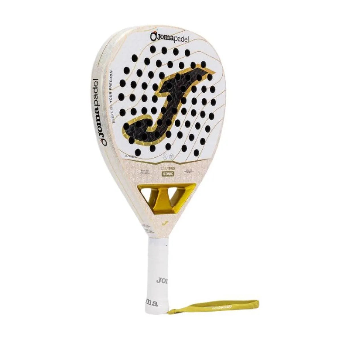 Raquette padel Joma Slam Pro Iconic blanc doré — vue de profil