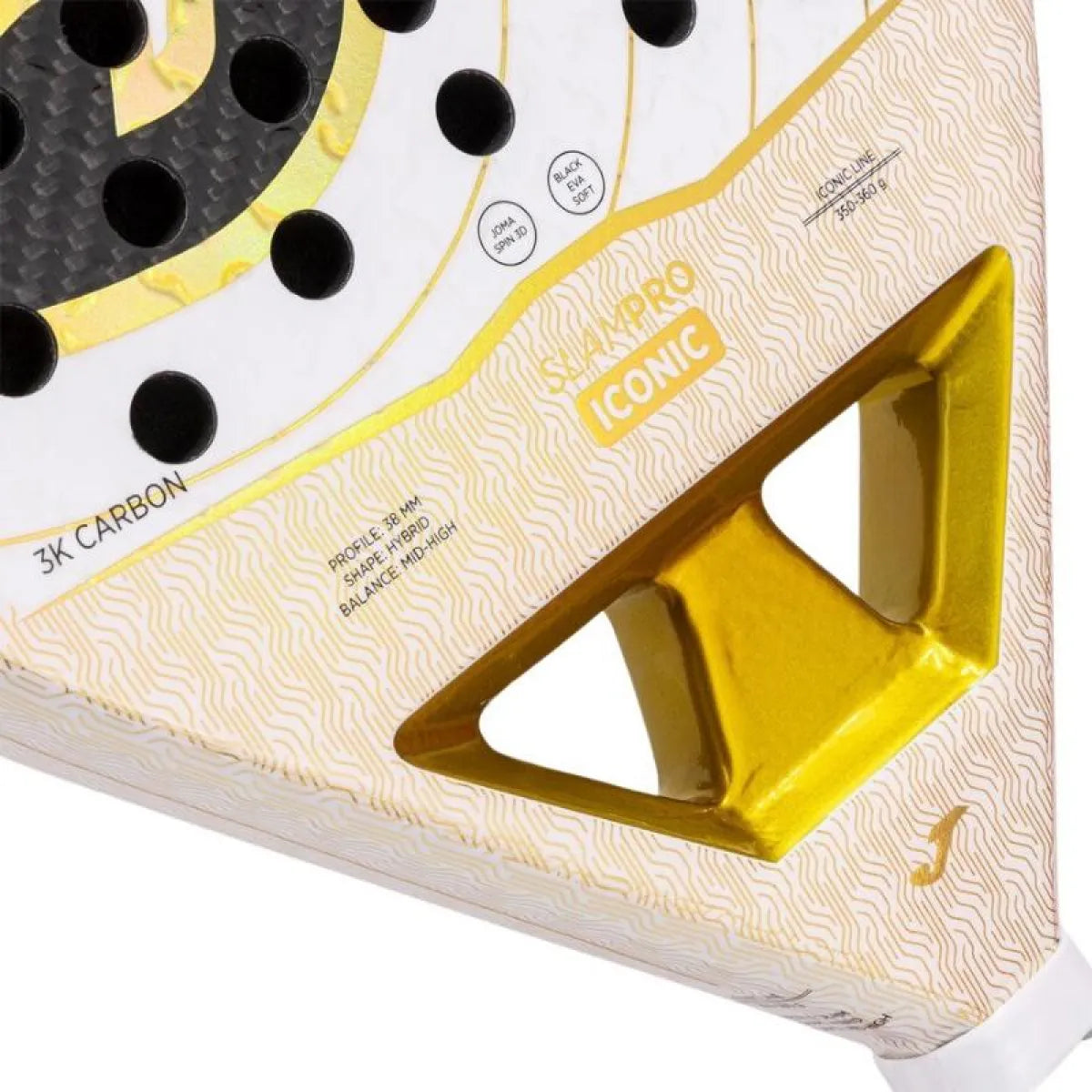Raquette padel Joma Slam Pro Iconic blanc doré — vue en perspective