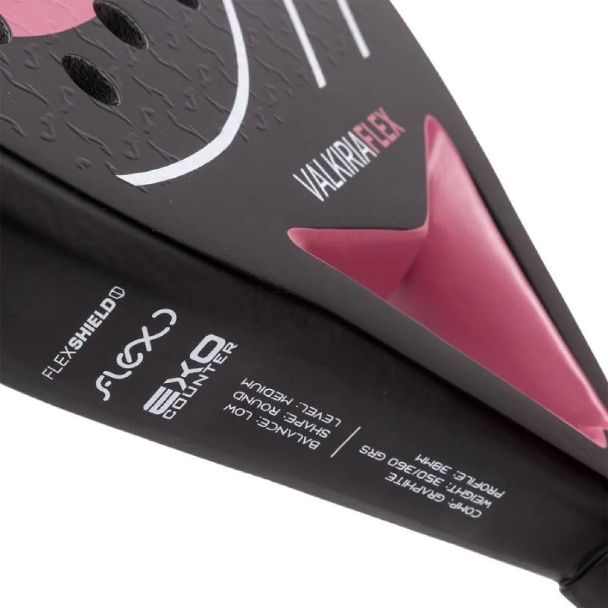 Raquette padel Joma Valkiria Flex noir rose — vue de dessus