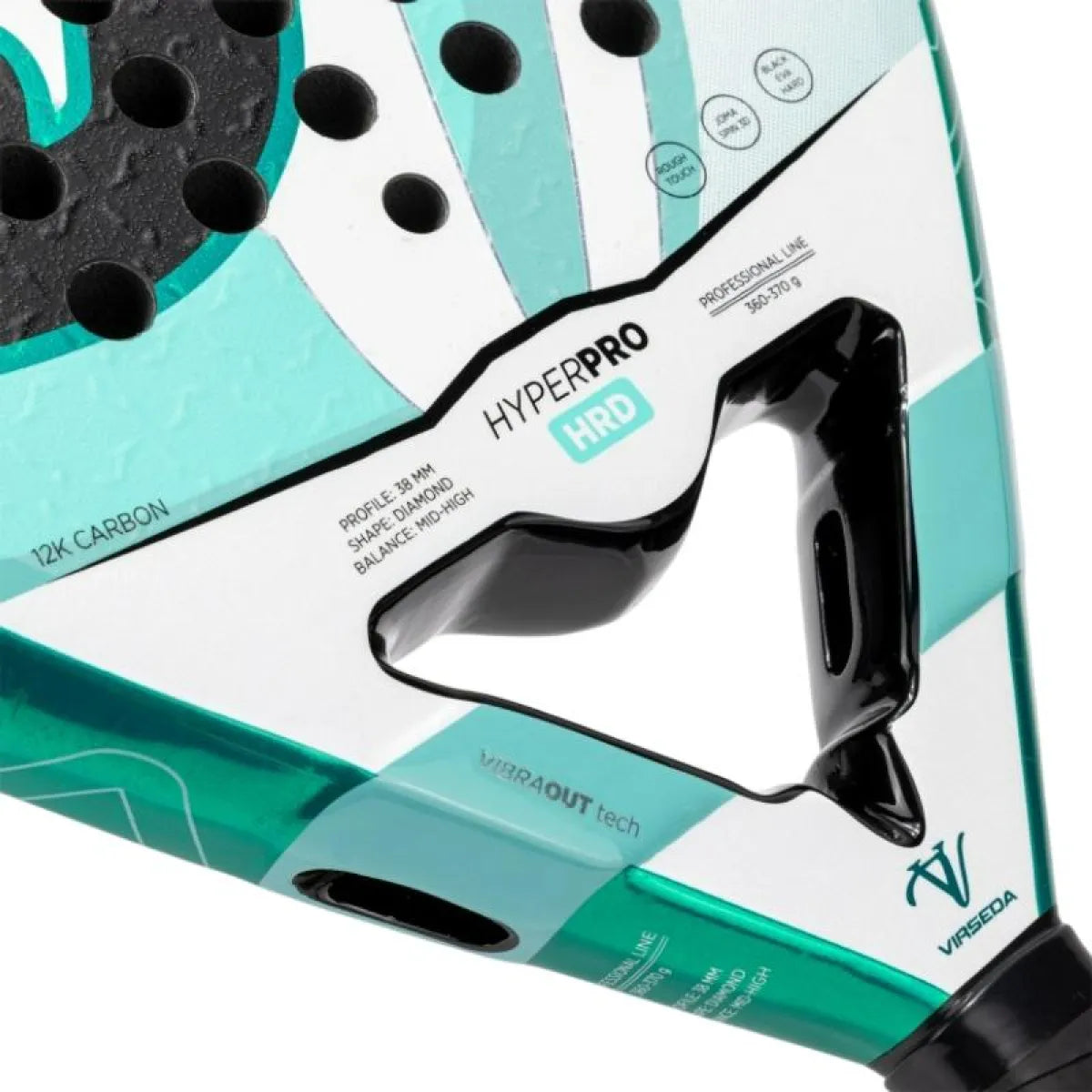 Raquette padel Joma Vero Virseda Hyper Pro HRD vert blanc — vue de dos