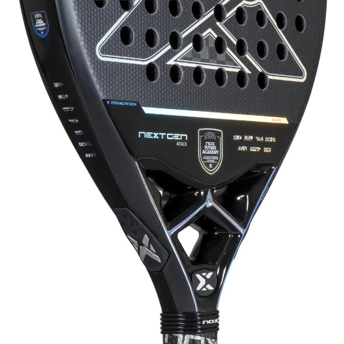 Raquette padel Nox Nextgen Pro Attack 12K NFA Series — vue en perspective