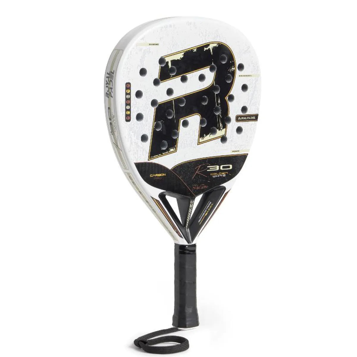 Raquette padel Royal Padel R30 blanc doré 2026 — vue de profil