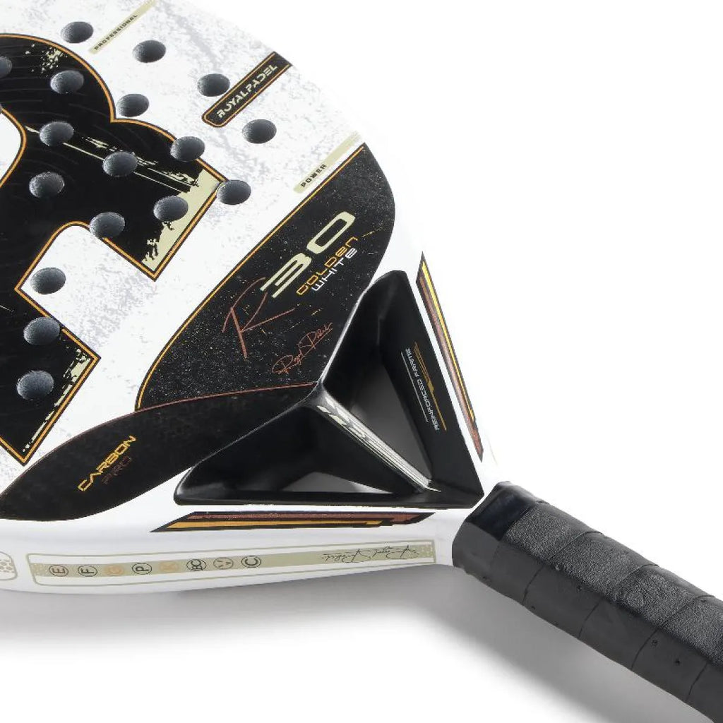 Raquette padel Royal Padel R30 blanc doré 2026 — vue de profil 2