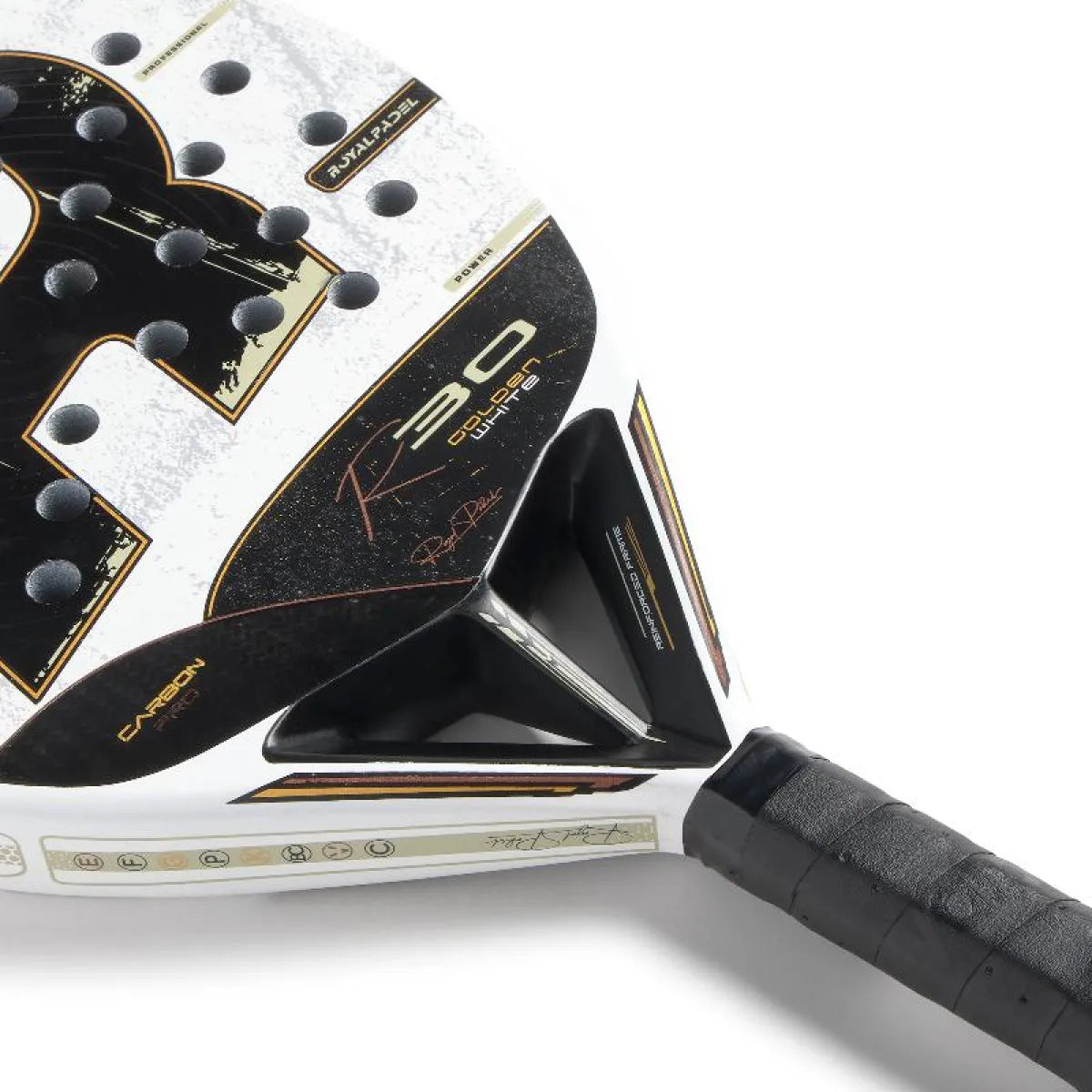 Raquette padel Royal Padel R30 blanc doré 2026 — vue de profil 2