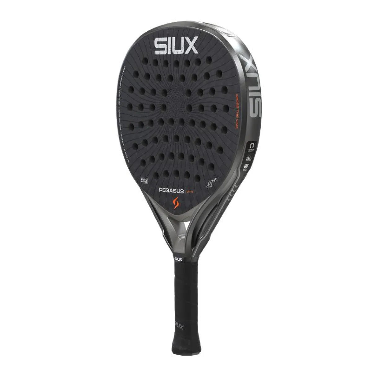 Raquette padel Siux Alex Chozas Pegasus Pro 2026 gris noir — vue de profil 2