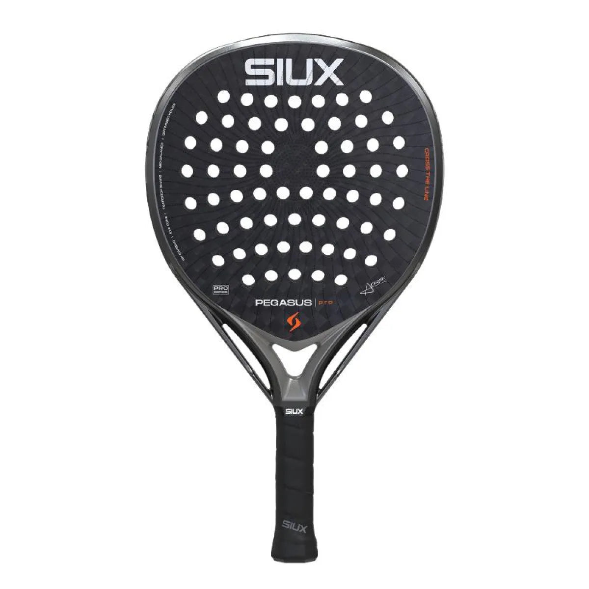 Raquette padel Siux Alex Chozas Pegasus Pro 2026 gris noir — vue de face