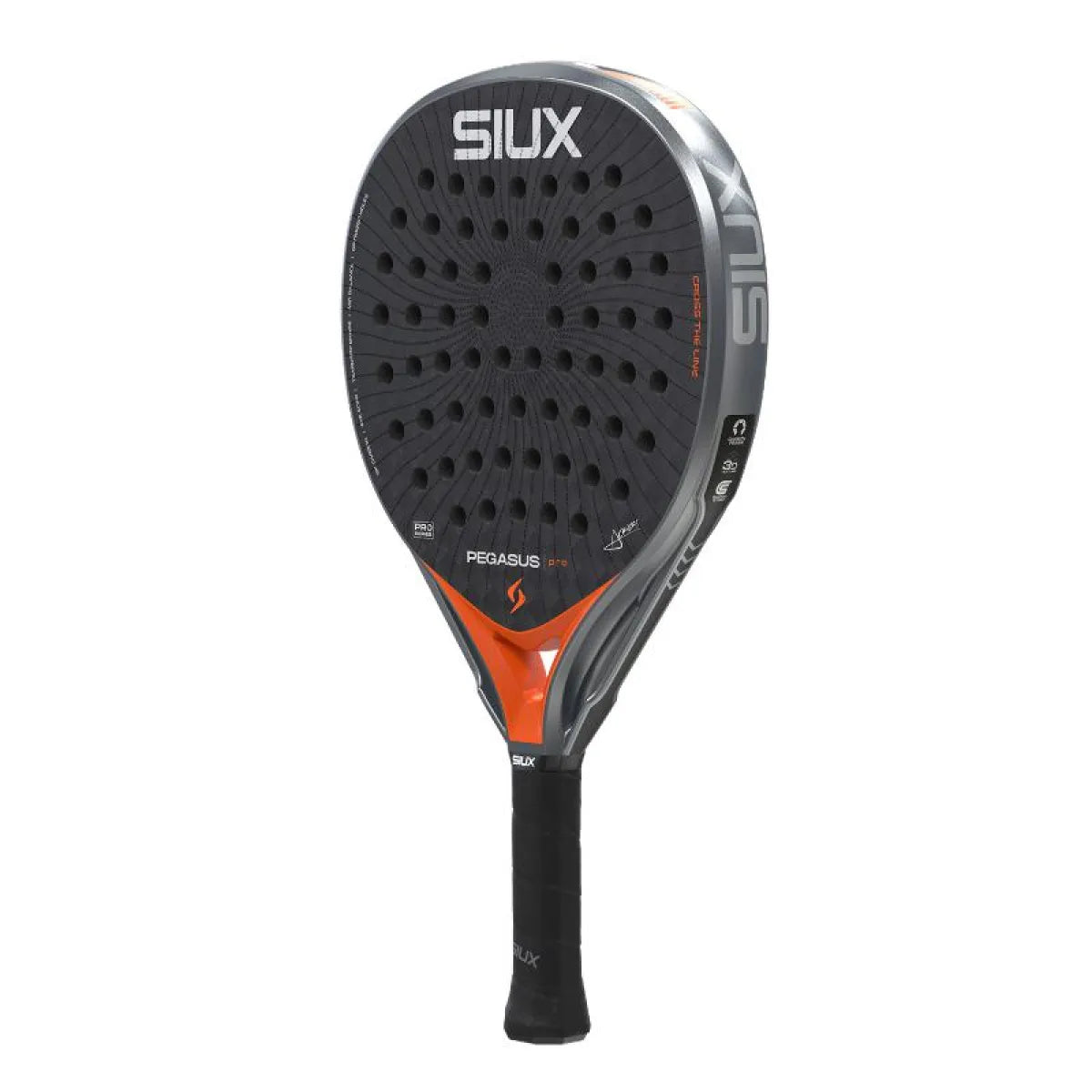 Raquette padel Siux Alex Chozas Pegasus Pro 2026 gris orange — vue de profil 2