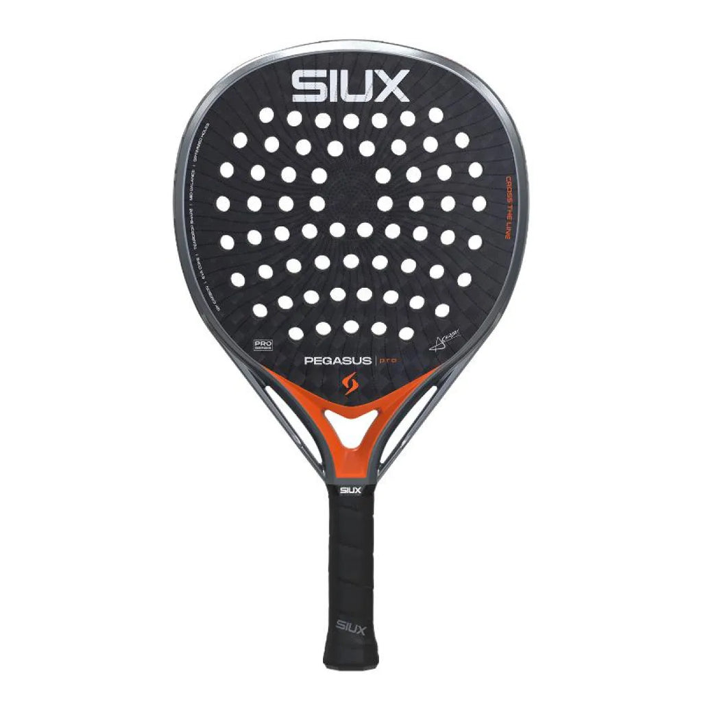 Raquette padel Siux Alex Chozas Pegasus Pro 2026 gris orange — vue de face