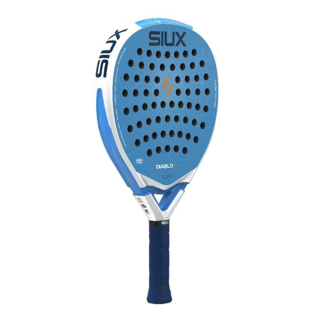 Raquette padel Siux Tino Libaak Diablo Pro SE bleu — vue de profil