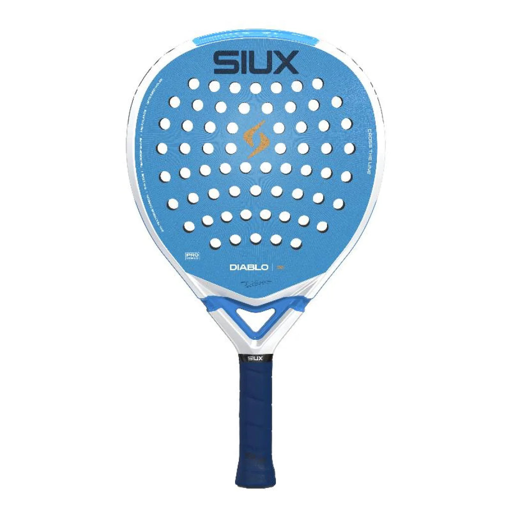 Raquette padel Siux Tino Libaak Diablo Pro SE bleu — vue de face