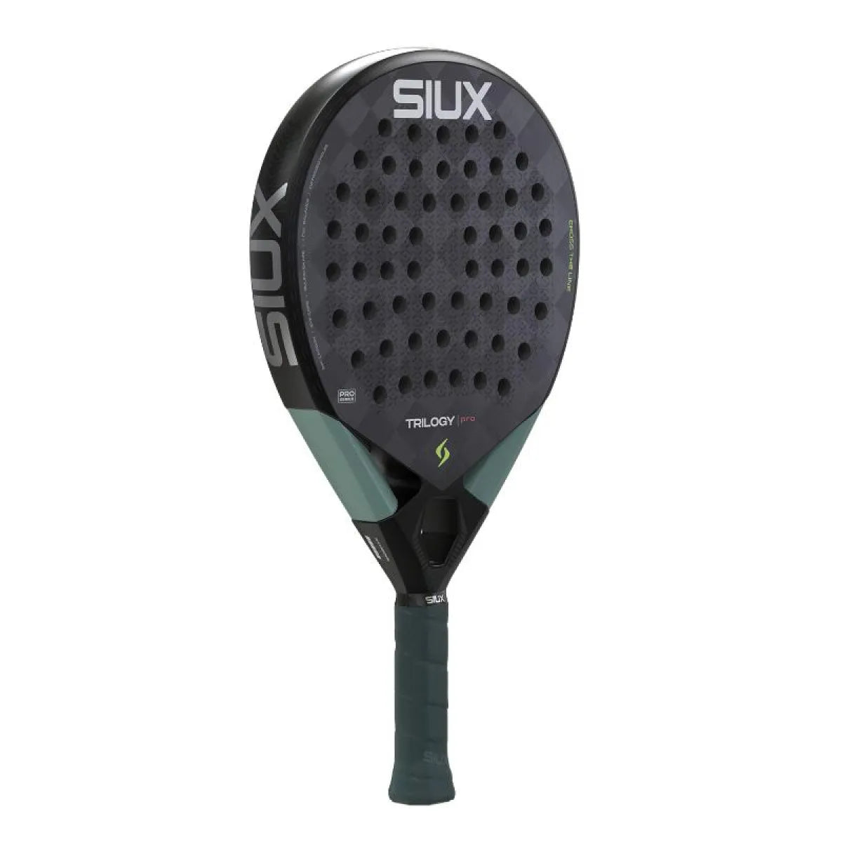 Raquette padel Siux Trilogy Pro 2026 noir vert — vue de profil
