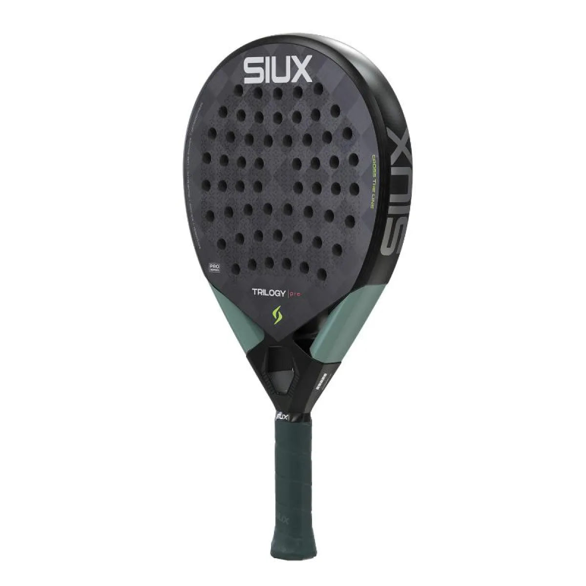 Raquette padel Siux Trilogy Pro 2026 noir vert — vue de profil 2