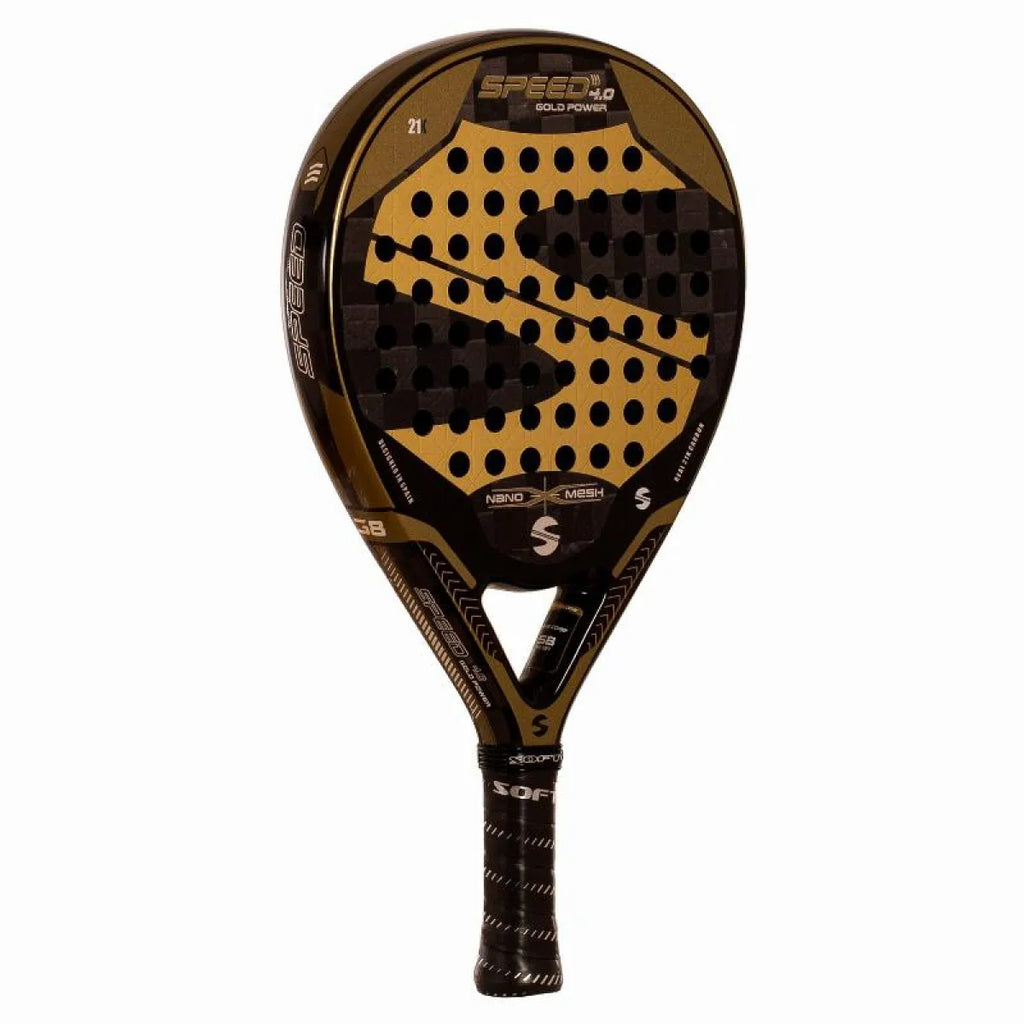 Raquette padel Softee Speed Gold Power 4.0 Nano Mesh — vue de profil