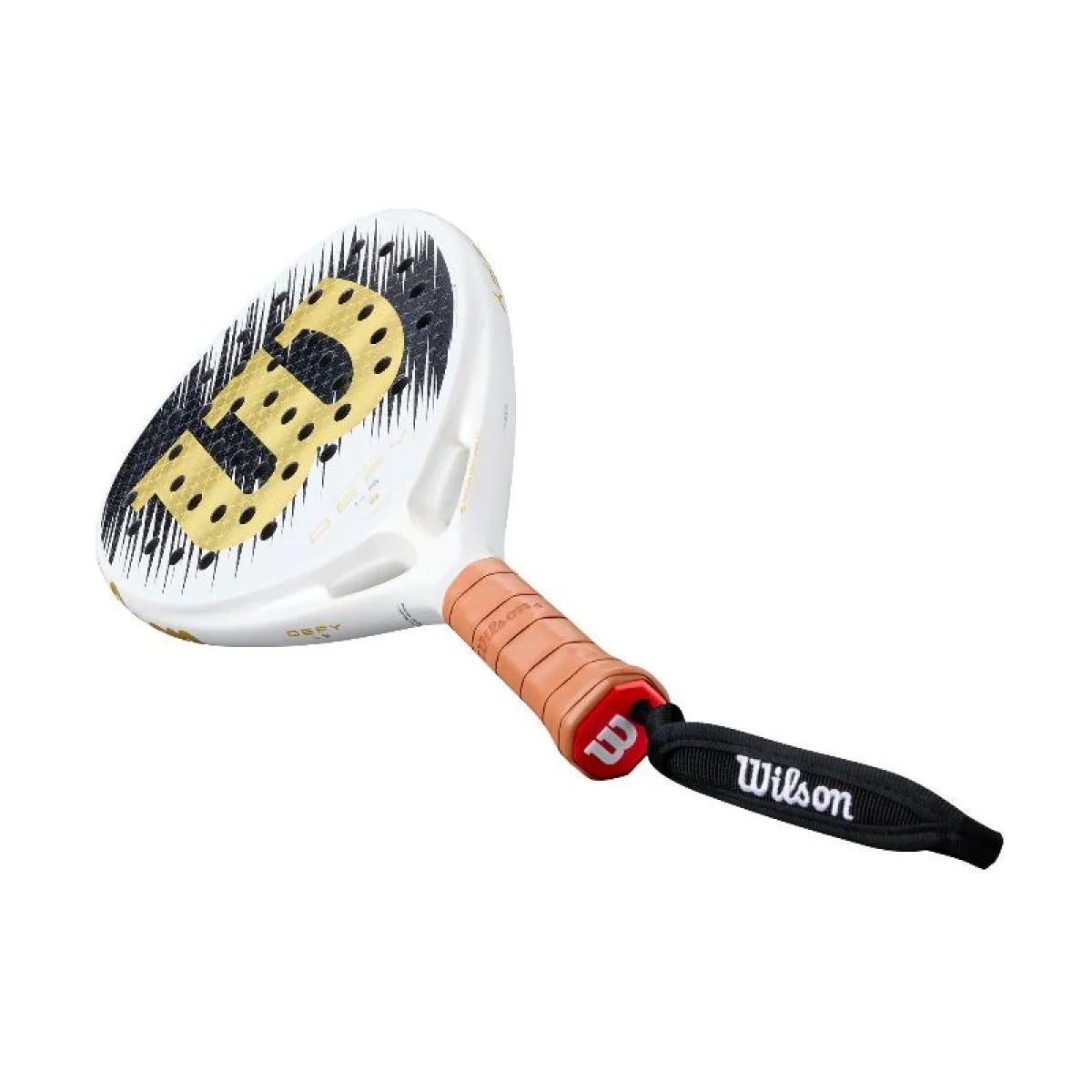Raquette padel Wilson Defy LS V1 blanc doré — vue en perspective