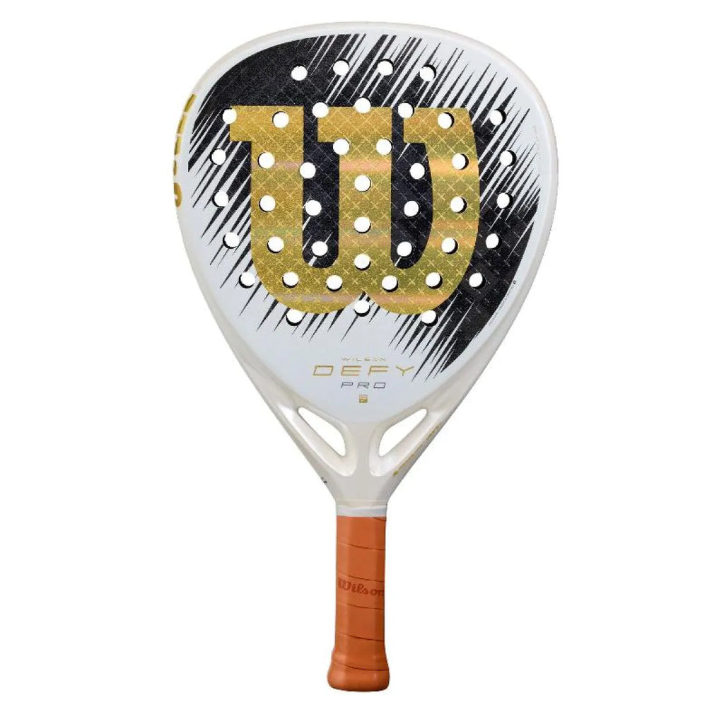 Raquette padel Wilson Defy Pro V1 blanc doré — vue de face