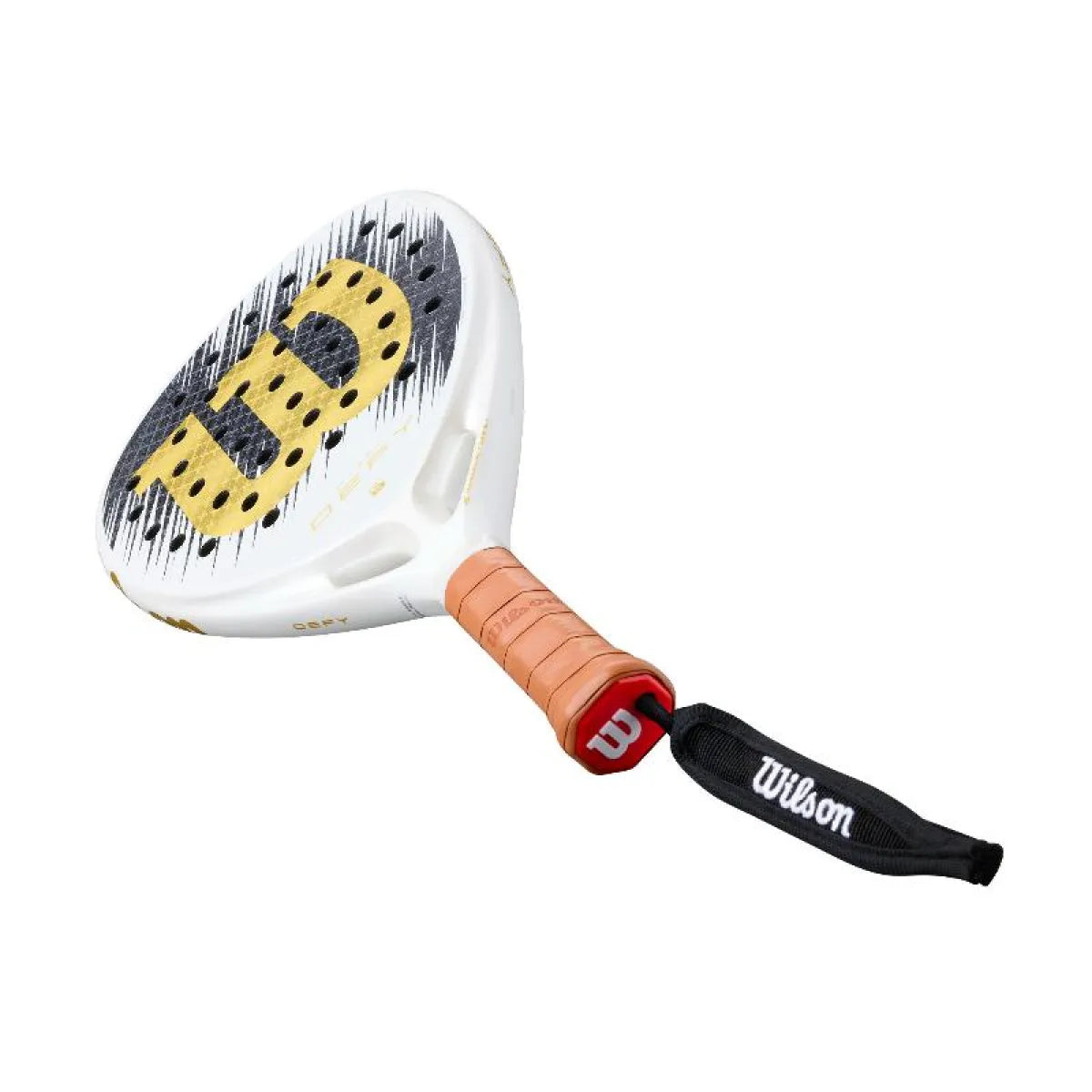 Raquette padel Wilson Defy V1 blanc doré — vue en perspective