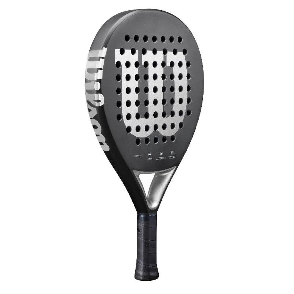 Raquette padel Wilson Elevate noir argent — vue de profil